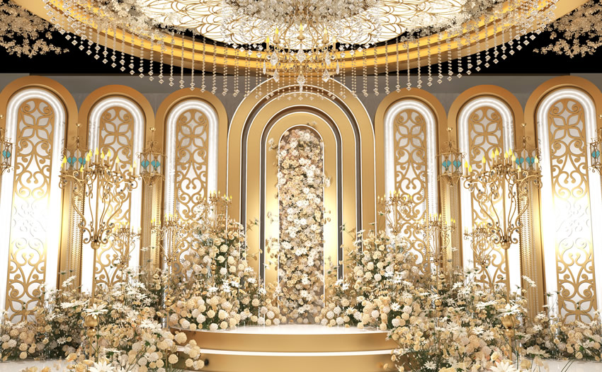 宜良香槟色调婚礼堂效果展示